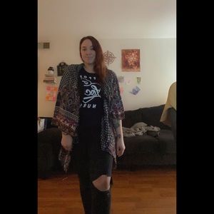 Boho tie front shirt or kimono